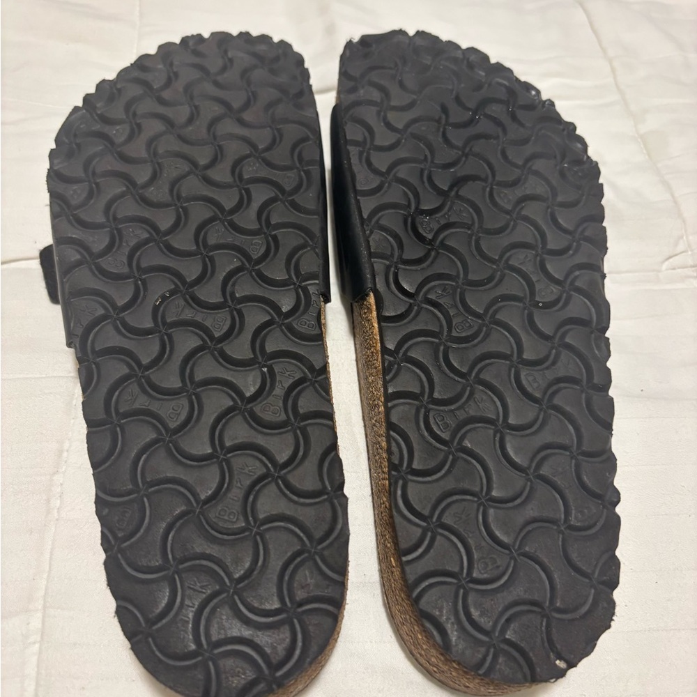 Birkenstock Madrid Black Leather Sandals Women’s Slip On Size 39 8 worn once - Picture 5 of 6